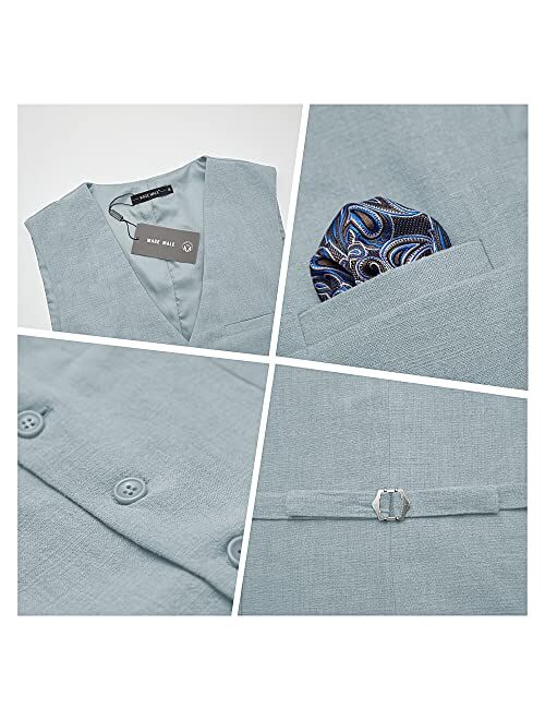 MAGE MALE Men's 3 Pieces Suit Elegant Print Tuxedos One Button Slim Fit Single Breasted Party Blazer Vest Pants Set