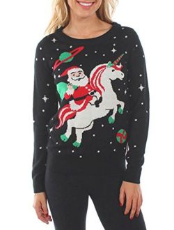 Women's Santa Unicorn Christmas Sweater - Ugly Christmas Sweater for Women