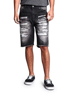 Victorious Mens Ripped & Distressed Denim Shorts