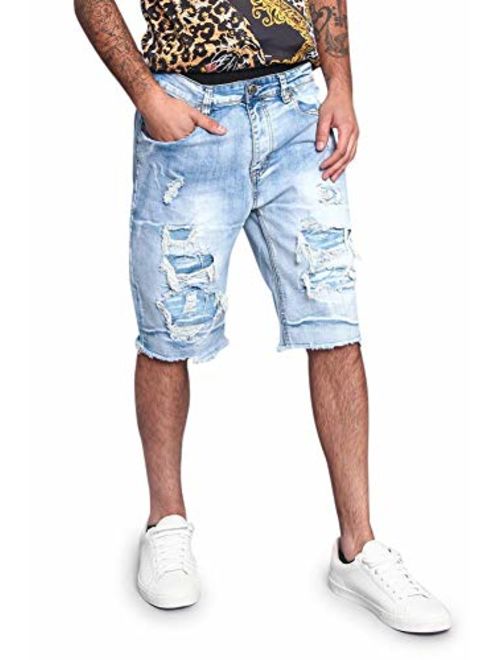 Victorious Mens Ripped & Distressed Denim Shorts