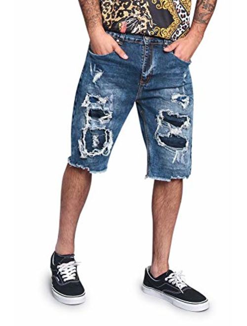 Victorious Mens Ripped & Distressed Denim Shorts