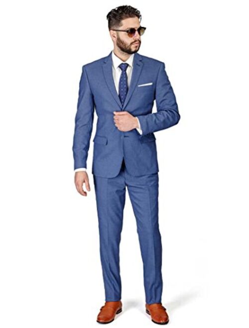 Slim Fit Men Suit Micro Textured Weave 2 Button Notch Collar AZAR 11812