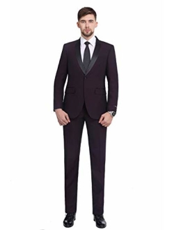 P&L Men's Suit 2-Piece Prom Party Wedding Tuxedo Blazer Jacket & Flat Front Pants