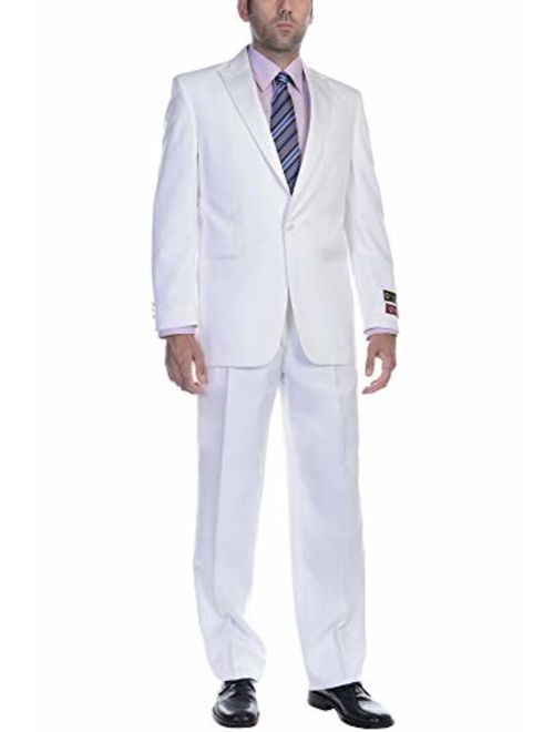 P&L Men's Suit 2-Piece Prom Party Wedding Tuxedo Blazer Jacket & Flat Front Pants