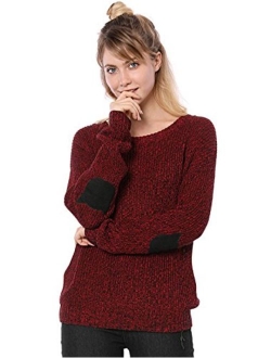 Women's Pullover Drop Shoulder Elbow Cat Patch Loose Sweater Pullover Jumper