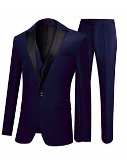 Botong Men's One Button 3 Pieces Wedding Suits Notch Lapel Suits Groom Tuxedos