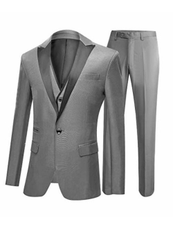 Botong Men's One Button 3 Pieces Wedding Suits Notch Lapel Suits Groom Tuxedos