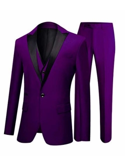 Botong Men's One Button 3 Pieces Wedding Suits Notch Lapel Suits Groom Tuxedos