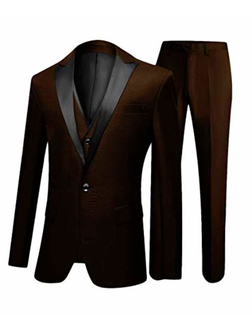 Botong Men's One Button 3 Pieces Wedding Suits Notch Lapel Suits Groom Tuxedos