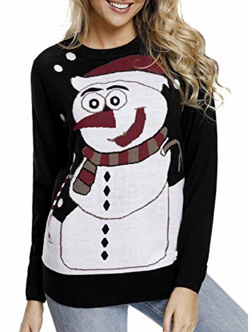 Dokotoo Womens Cute Reindeer Snowman Christmas Knit Sweater Pullovers (S-XXL)