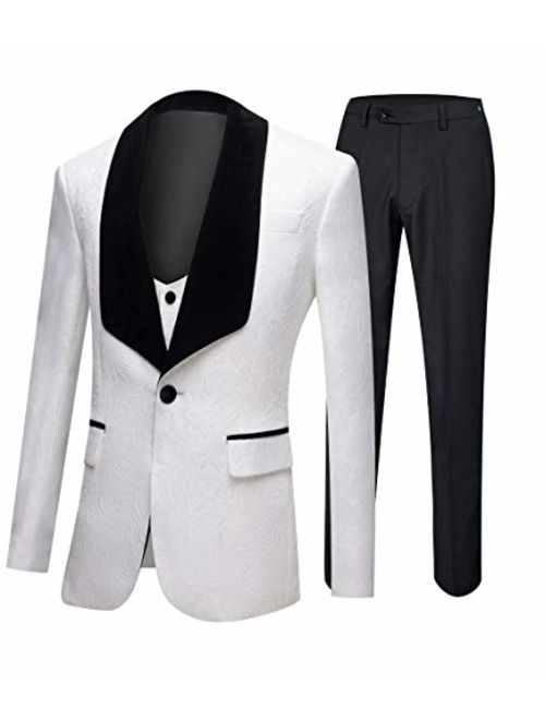 Botong Men's Shawl Lapel Wedding Suits 3 Pieces Groom Tuxedos Jacket Vest Pants Prom Suits