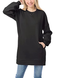 MixMatchy Women's Casual Oversized Crew/V Neck Sweatshirts Loose Fit Pullover Tunic