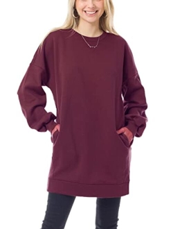 MixMatchy Women's Casual Oversized Crew/V Neck Sweatshirts Loose Fit Pullover Tunic