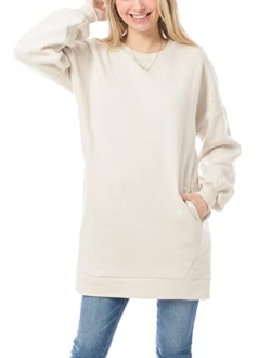 MixMatchy Women's Casual Oversized Crew/V Neck Sweatshirts Loose Fit Pullover Tunic