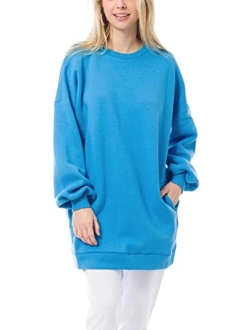 MixMatchy Women's Casual Oversized Crew/V Neck Sweatshirts Loose Fit Pullover Tunic