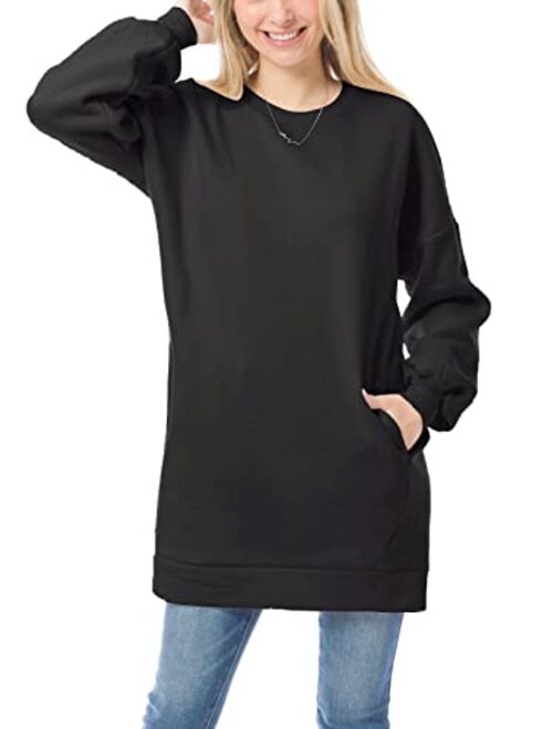 MixMatchy Women's Casual Oversized Crew/V Neck Sweatshirts Loose Fit Pullover Tunic