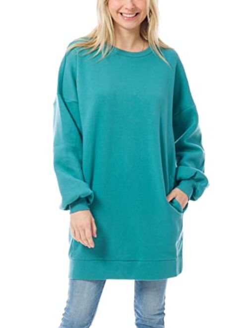 MixMatchy Women's Casual Oversized Crew/V Neck Sweatshirts Loose Fit Pullover Tunic