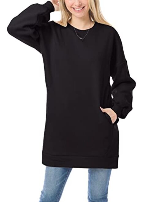 MixMatchy Women's Casual Oversized Crew/V Neck Sweatshirts Loose Fit Pullover Tunic