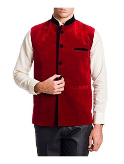 WINTAGE Men's Velvet Bandhgala Party Nehru Jacket Waistcoat - Four Colors