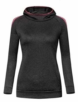 Le Vonfort Women's Long Sleeve Hoodie V Neck Sweatshirt Quick Dry Casual Cowl Neck Pullover with Pocket