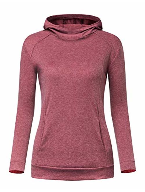 Le Vonfort Women's Long Sleeve Hoodie V Neck Sweatshirt Quick Dry Casual Cowl Neck Pullover with Pocket