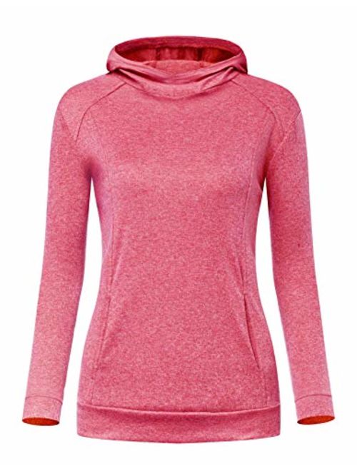 Le Vonfort Women's Long Sleeve Hoodie V Neck Sweatshirt Quick Dry Casual Cowl Neck Pullover with Pocket