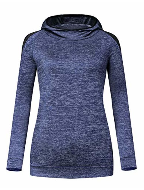 Le Vonfort Women's Long Sleeve Hoodie V Neck Sweatshirt Quick Dry Casual Cowl Neck Pullover with Pocket