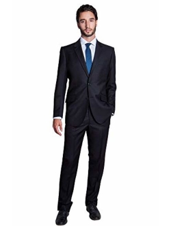 Zeratova Men's Modern Fit 2 Piece Italian Suit Two Button Wool Blazer & Trousers Smart Party Formal Suits