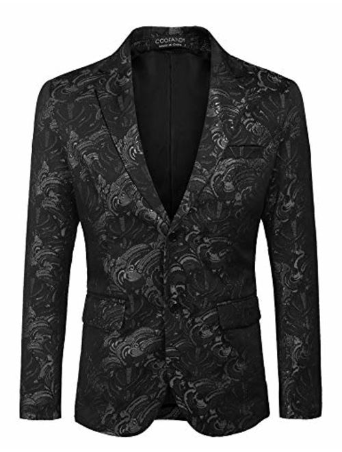 COOFANDY Mens Floral Tuxedo Jacket Slim Fit Luxury Blazer Wedding Party Prom Dinner Suit Jacket