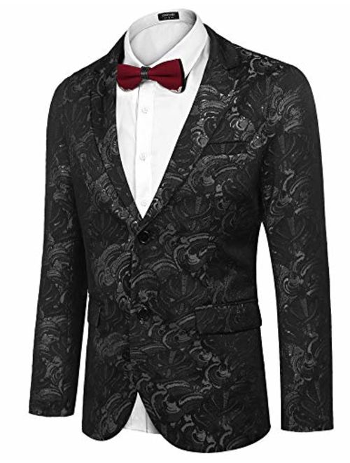 Buy Coofandy Mens Floral Tuxedo Jacket Slim Fit Luxury Blazer Wedding Party Prom Dinner Suit 