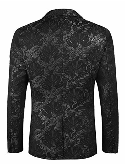 COOFANDY Mens Floral Tuxedo Jacket Slim Fit Luxury Blazer Wedding Party Prom Dinner Suit Jacket