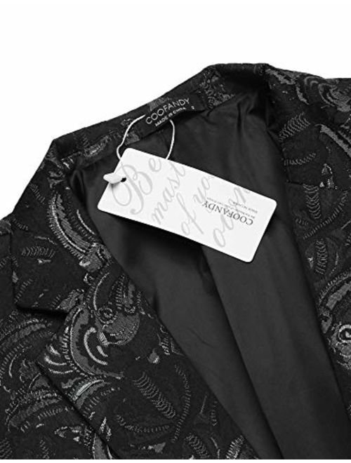 COOFANDY Mens Floral Tuxedo Jacket Slim Fit Luxury Blazer Wedding Party Prom Dinner Suit Jacket