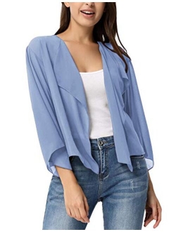 Women Summer Cardigans Chiffon Loose Kimono Cardigan Capes Bolero Shrug S-XXL