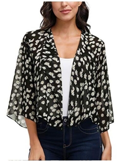 Women Summer Cardigans Chiffon Loose Kimono Cardigan Capes Bolero Shrug S-XXL