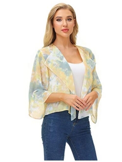 Women Summer Cardigans Chiffon Loose Kimono Cardigan Capes Bolero Shrug S-XXL