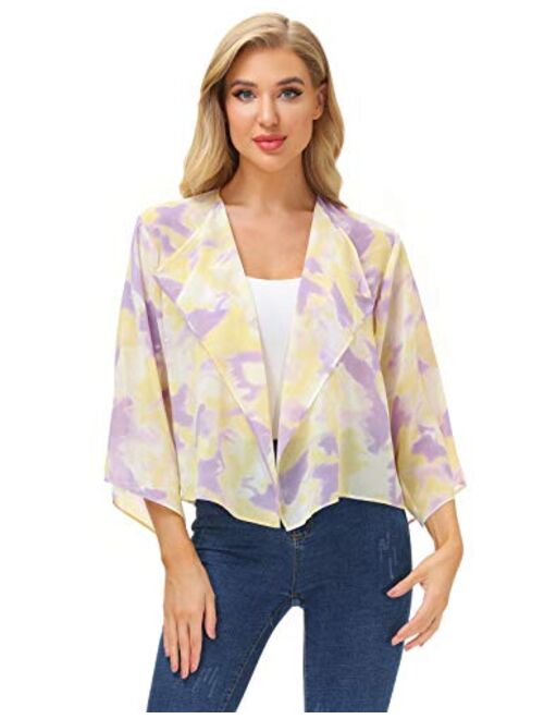 Kate Kasin Women Summer Cardigans Chiffon Loose Kimono Cardigan Capes Bolero Shrug S-XXL