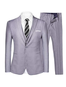 Men's Slim Fit 3 Piece Suit Two Button Blazer Tux Vest & Trousers