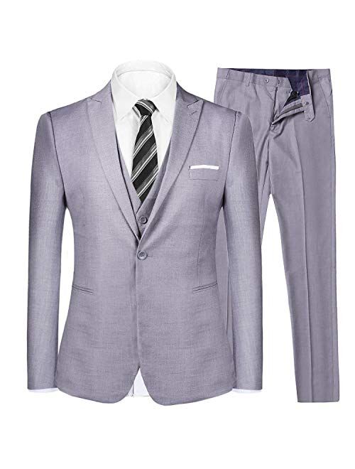 iClosam Men's Slim Fit 3 Piece Suit Two Button Blazer Tux Vest & Trousers