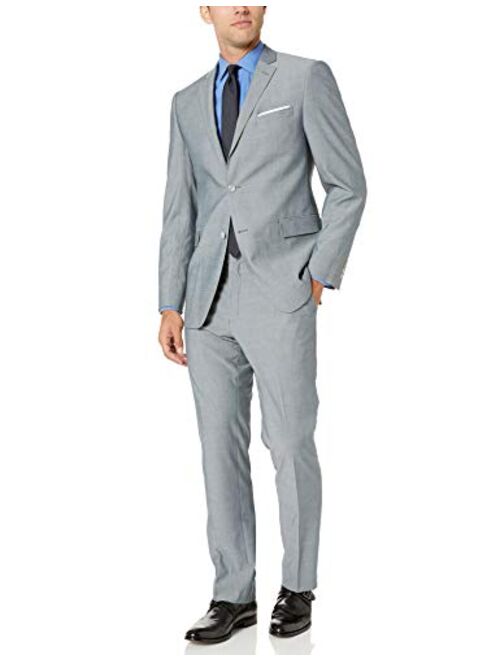 Perry Ellis Men's Two Piece Finished Bottom Slim Fit Suit