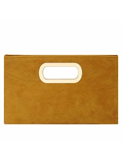 Top Handle Faux Suede Clutch