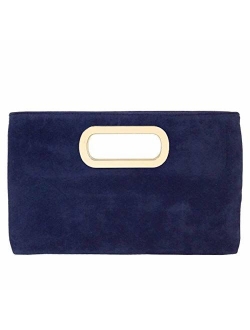 Top Handle Faux Suede Clutch