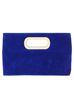 Top Handle Faux Suede Clutch