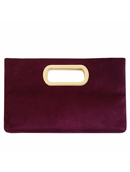 Top Handle Faux Suede Clutch