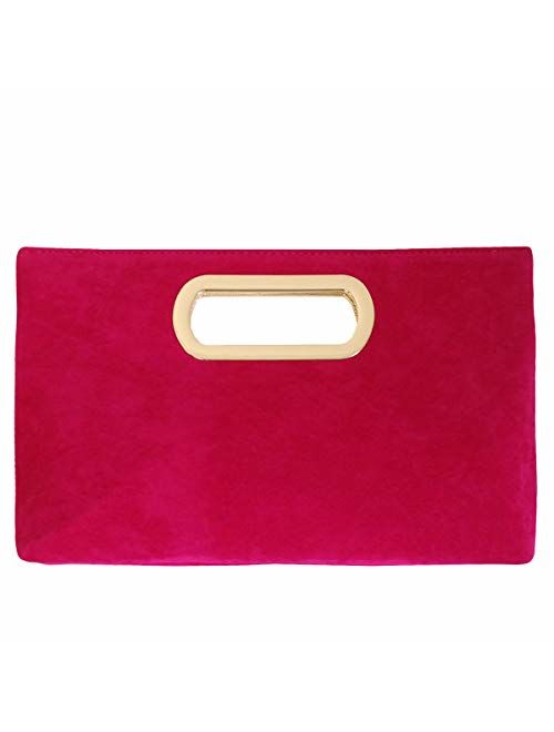 Top Handle Faux Suede Clutch