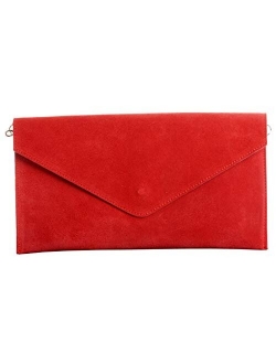 Primo Sacchi Italian Suede Leather Envelope Clutch Wrist Shoulder Crossbody Bag