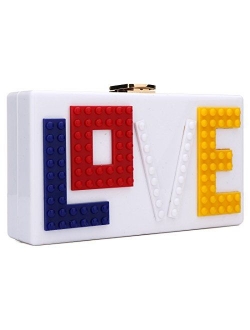 Womens Love Acrylic Clutch Evening Party Bag Purse Handbag for Women Ladies Ideal Gift