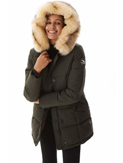 Molemsx Women's Padded Long Fur Hooded Thickened Jacket Winter Warm Puffer Coat Parka XS-XXL