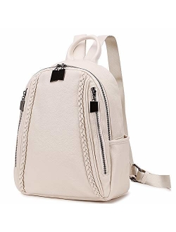 Women Backpack Purse,Fashion Grain PU Leather and Nylon Shoulder Bag for Ladies Small Casual Daypack