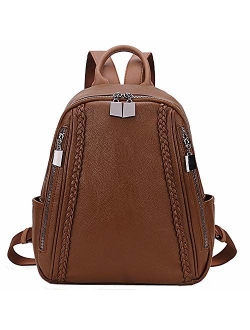 Women Backpack Purse,Fashion Grain PU Leather and Nylon Shoulder Bag for Ladies Small Casual Daypack