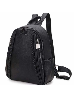 Women Backpack Purse,Fashion Grain PU Leather and Nylon Shoulder Bag for Ladies Small Casual Daypack